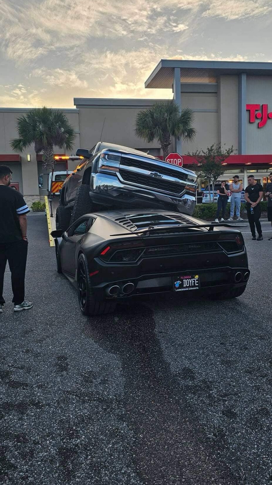 Shocking video shows Florida pickup truck crushing $250K Lamborghini with driver inside just 5 months after it was bought