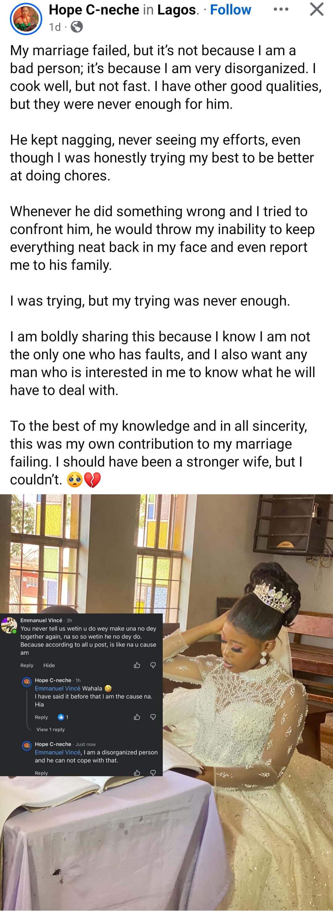 My marriage failed because I