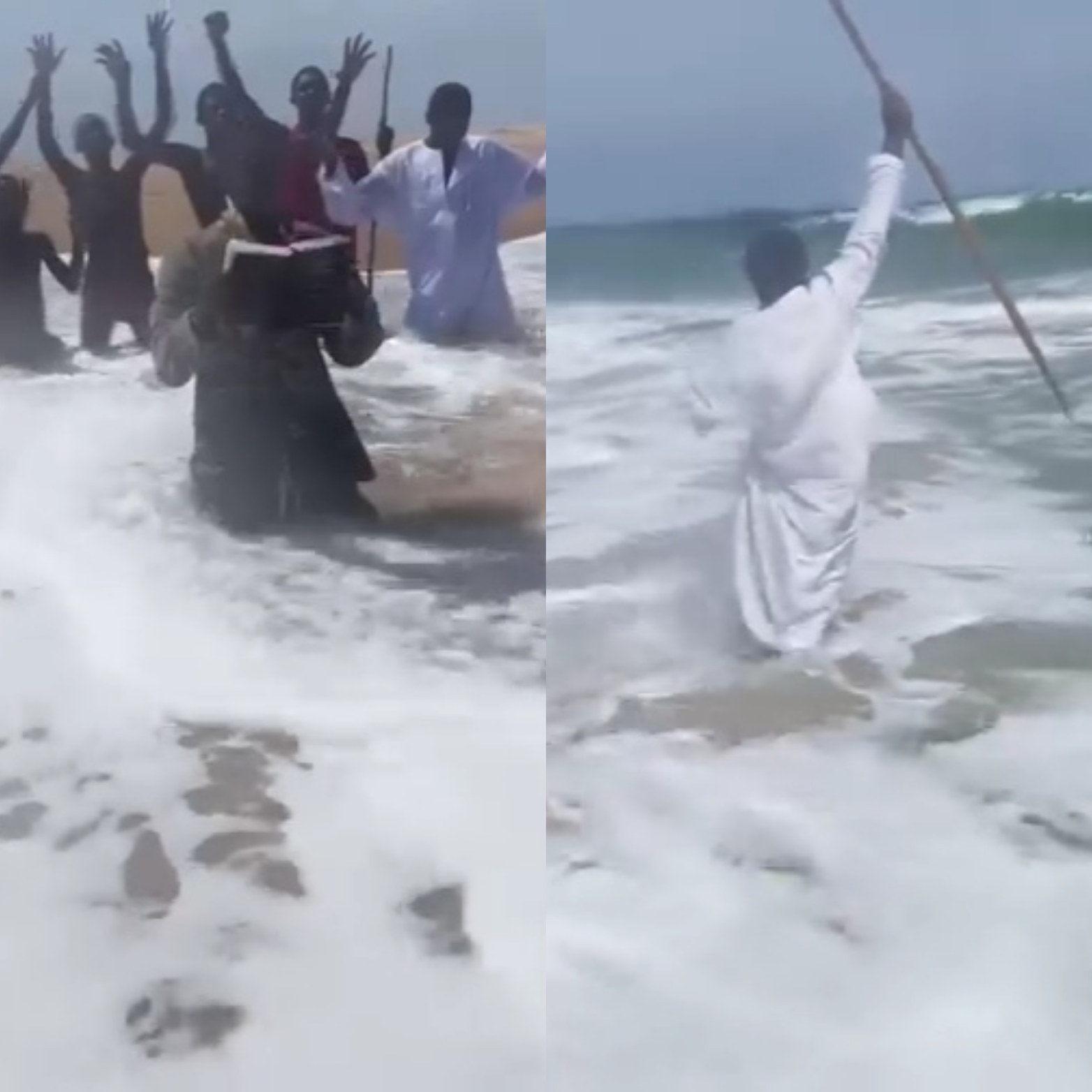 Prophet tries to part the sea but runs for dear life as waves approach (video)