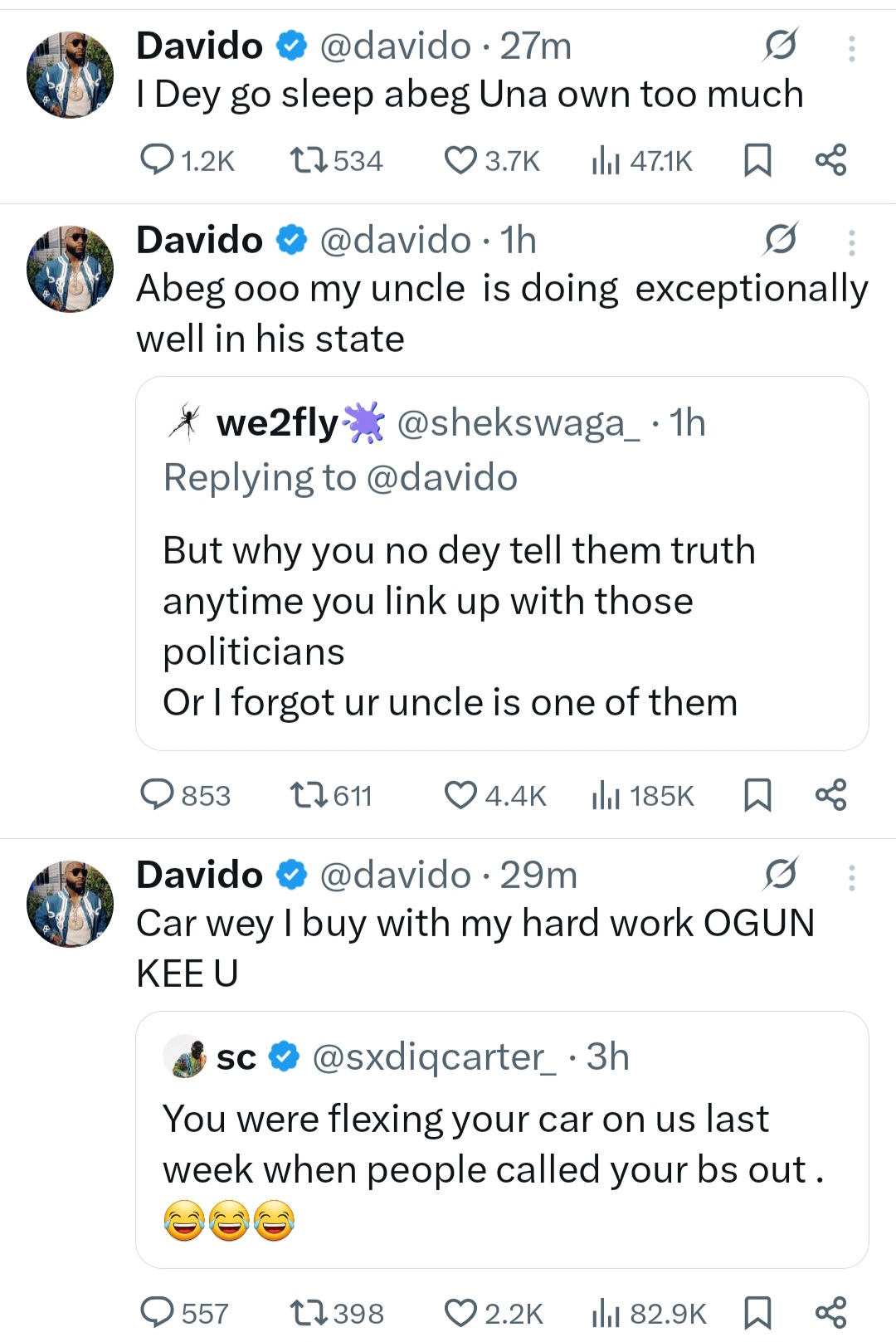 Singer, Davido clears the air about his relationship with Seyi Tinubu after being called a hypocrite for lamenting injustice in the country