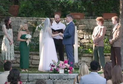 Best man faints while standing beside couple taking their wedding vows (video)