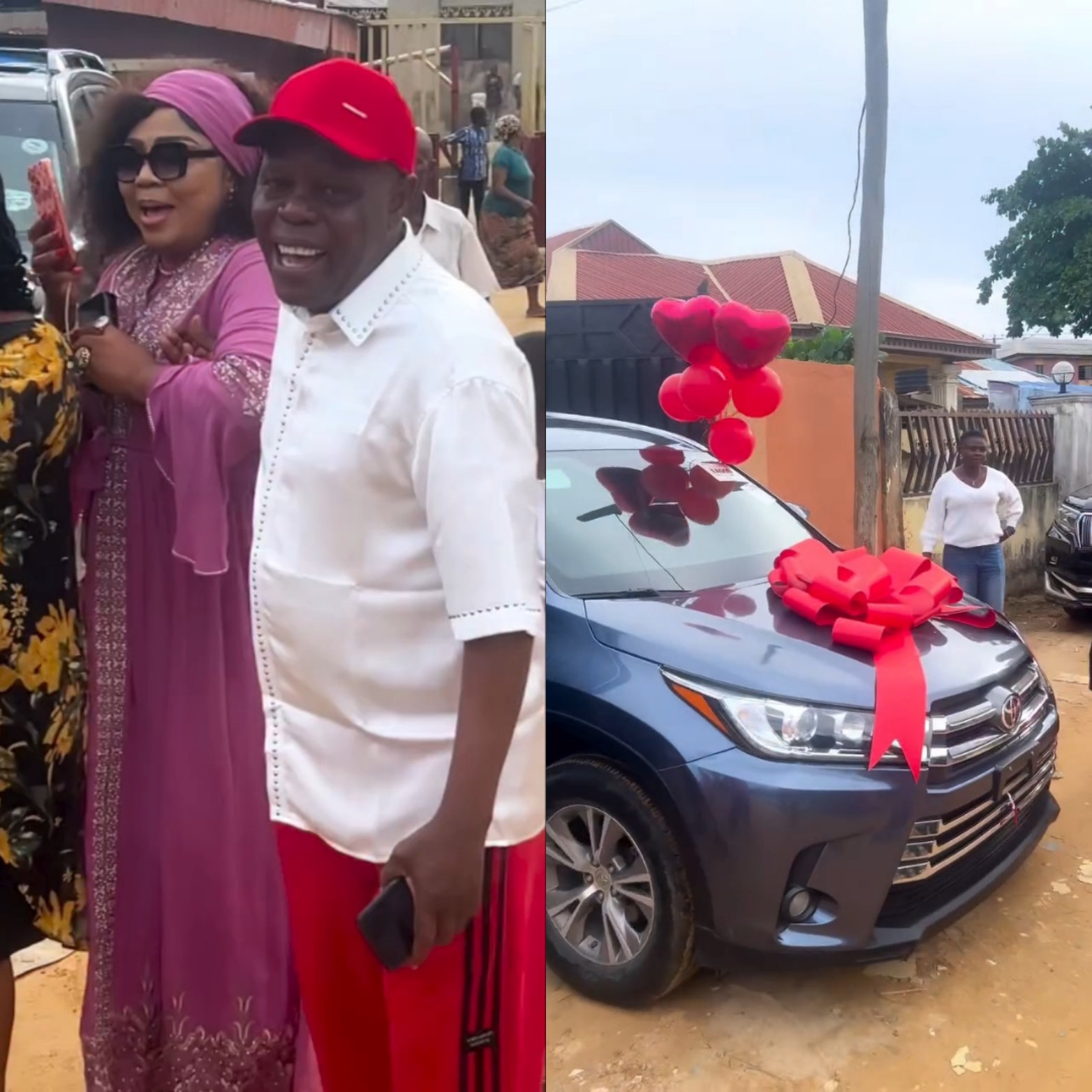 Regina Daniels celebrates as her mum gifts her dad a car on his birthday months after they reunited following years of animosity (video)