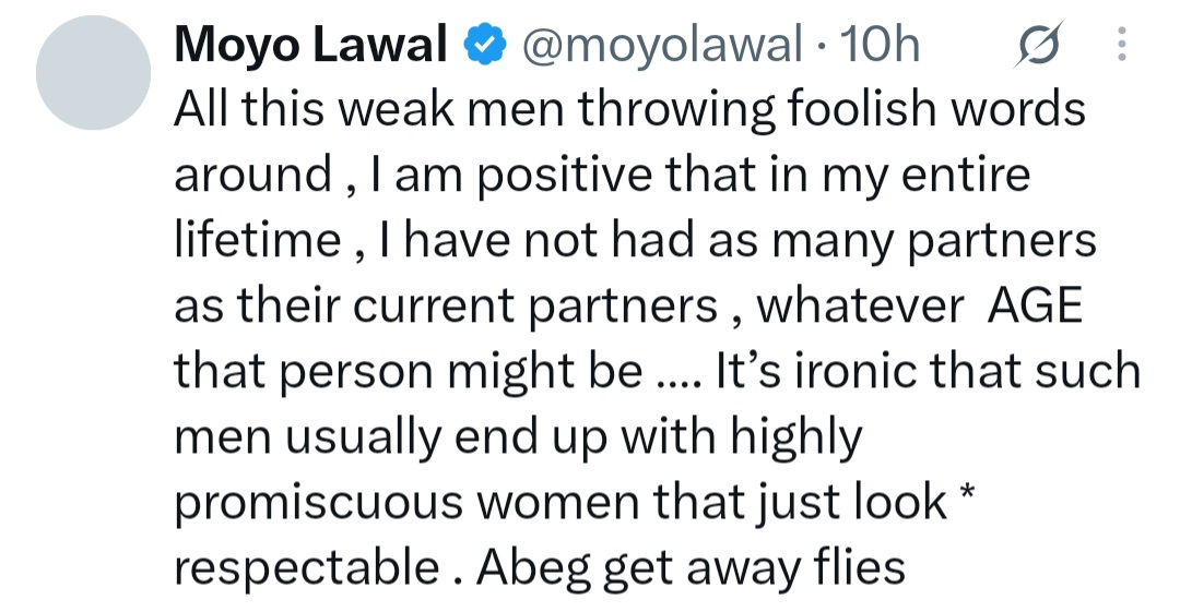 Actress Moyo Lawal responds to man who sl^t-shamed her