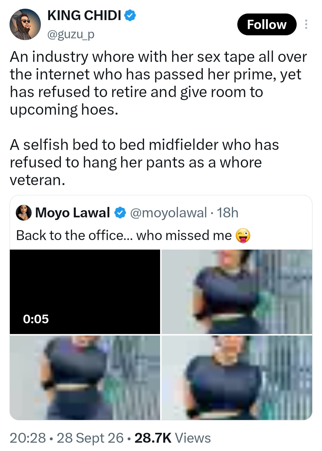 Actress Moyo Lawal responds to man who sl^t-shamed her