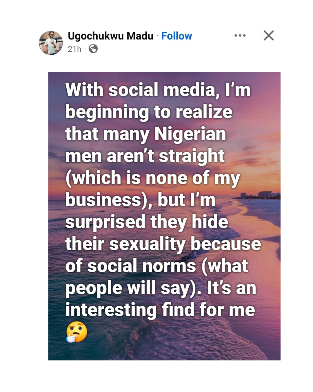 "Many Nigerian men aren't straight. They hide because of social norms" Nigerian dad says