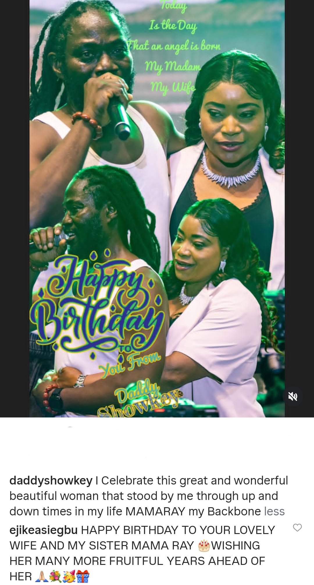 Singer Daddy Showkey celebrates wife who stood by him "through up and down times"