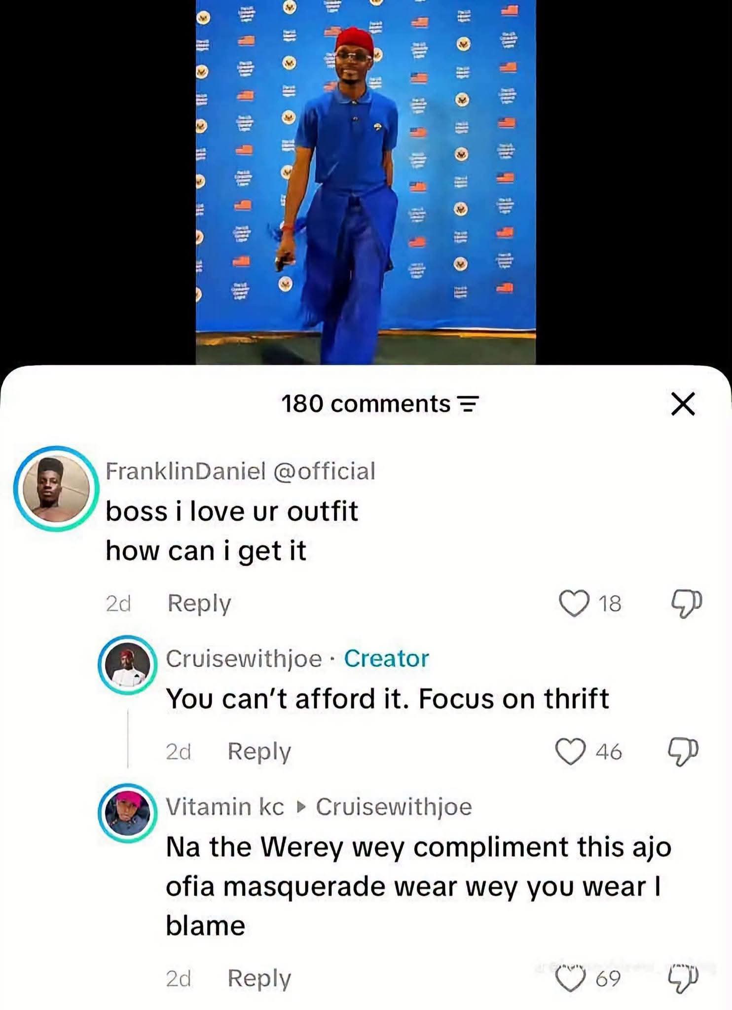 Content creator Cruise With Joe faces backlash over rude comment to fan who admired his outfit