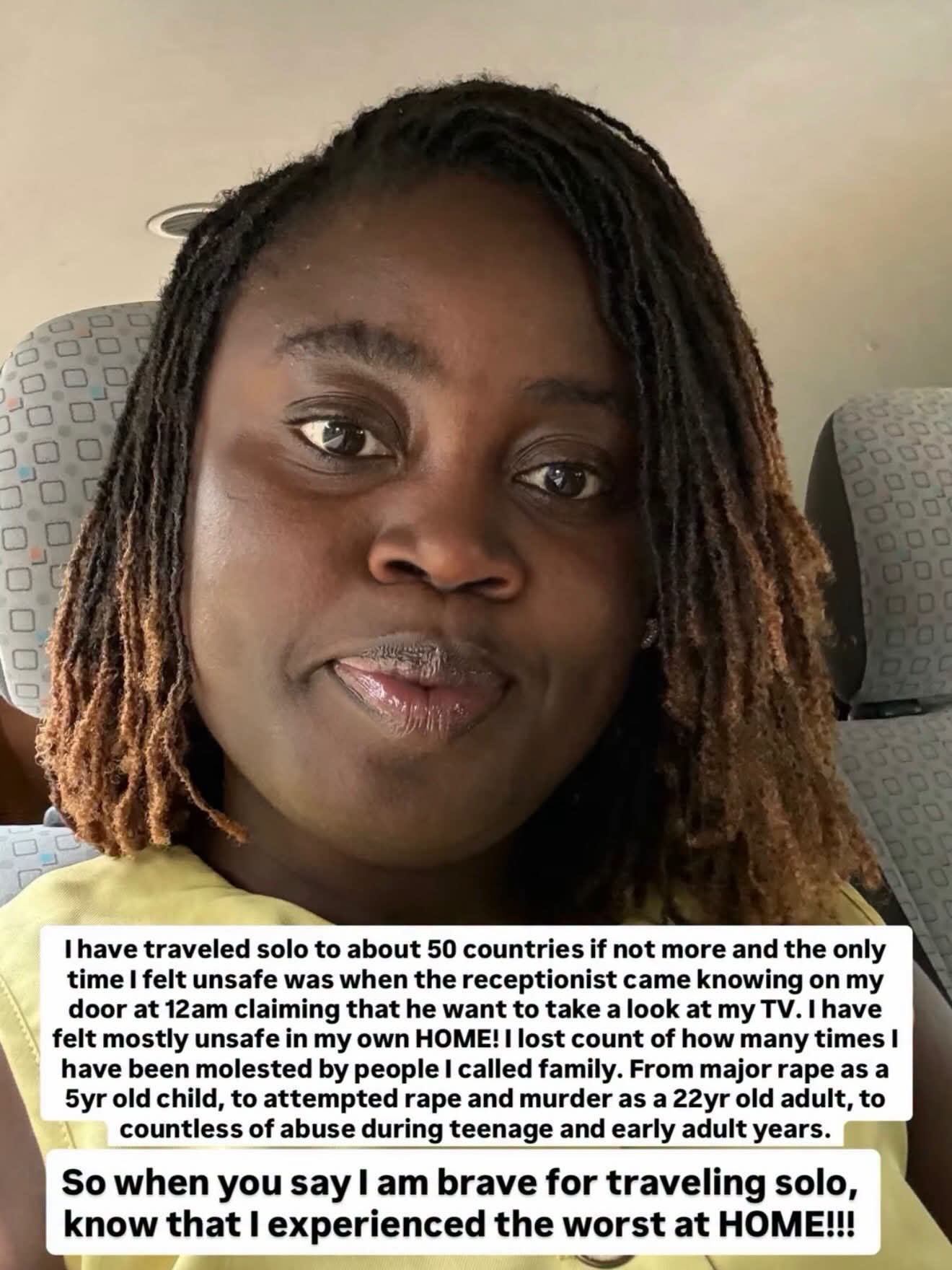 "Family covered him" Travel enthusiast Adenike Daramola shares message from her r@pist after she confronted him