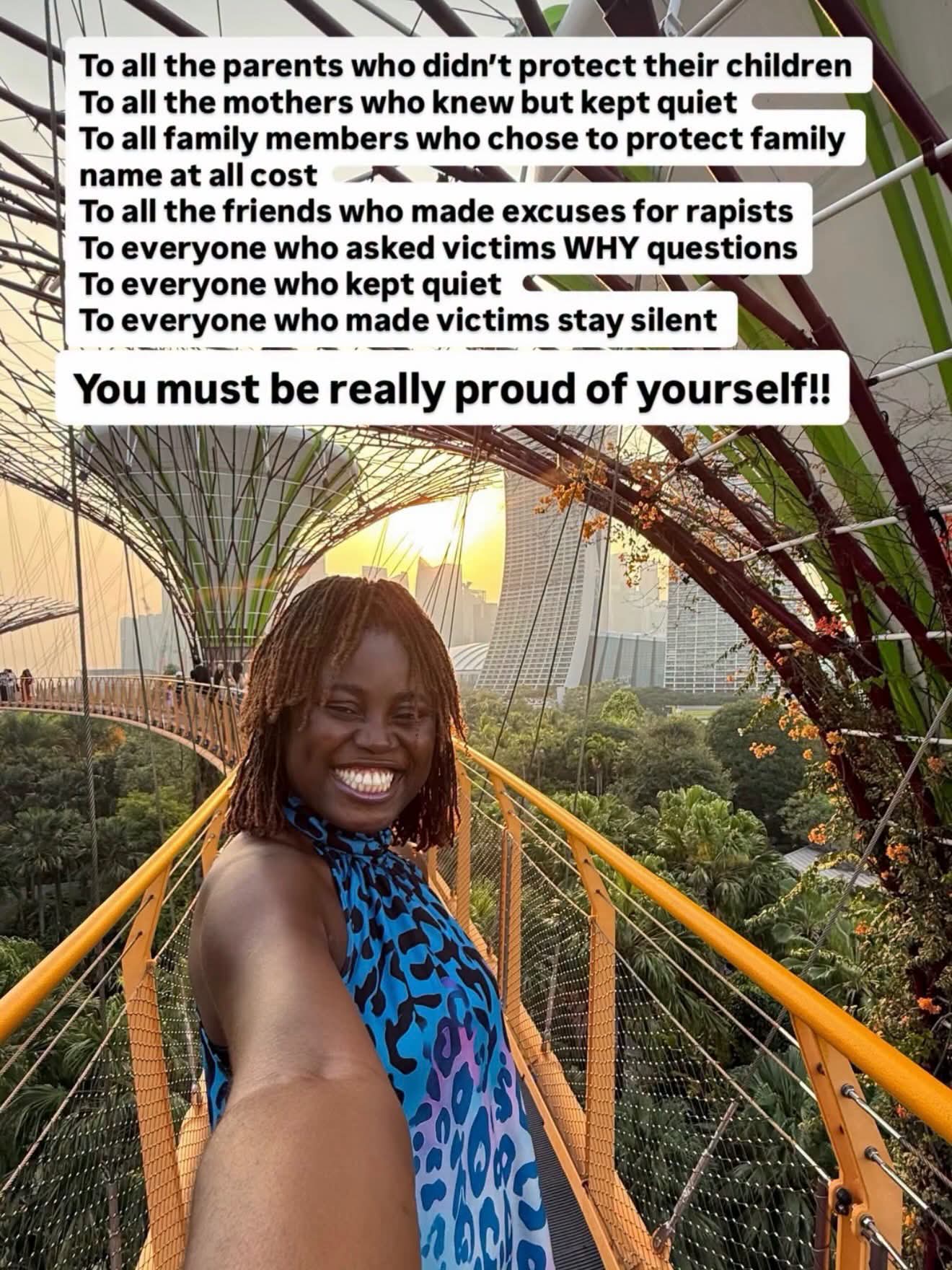 "Family covered him" Travel enthusiast Adenike Daramola shares message from her r@pist after she confronted him