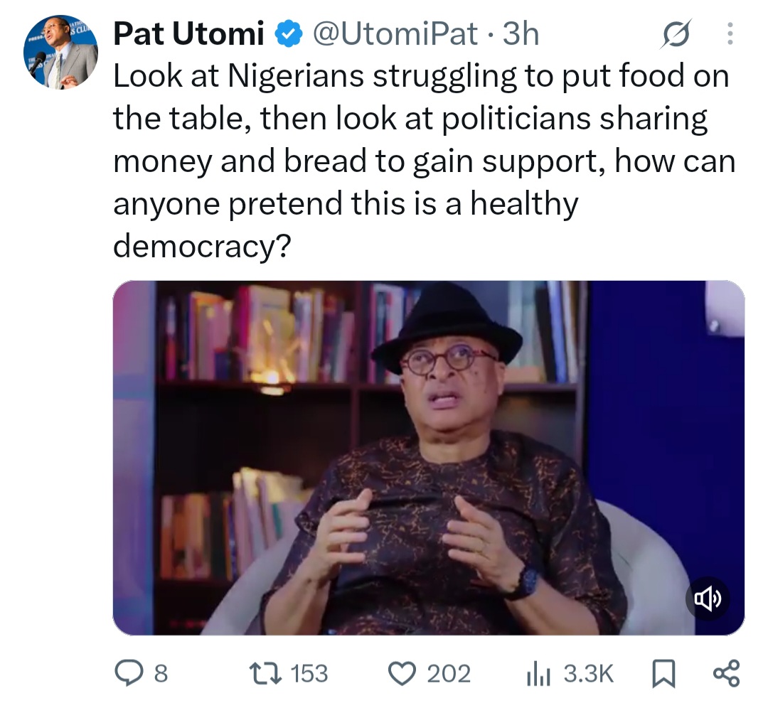 Professors earn less than N500,000 yet politicians spend millions on primaries – Pat Utomi raises questions about Nigeria's democracy