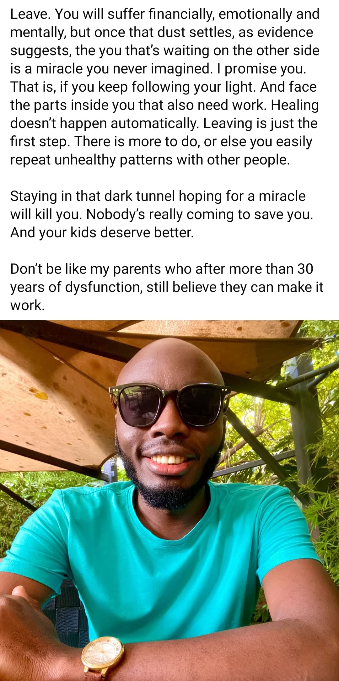 Man from dysfunctional home advises couples against staying for the kids as he shares how it affected him