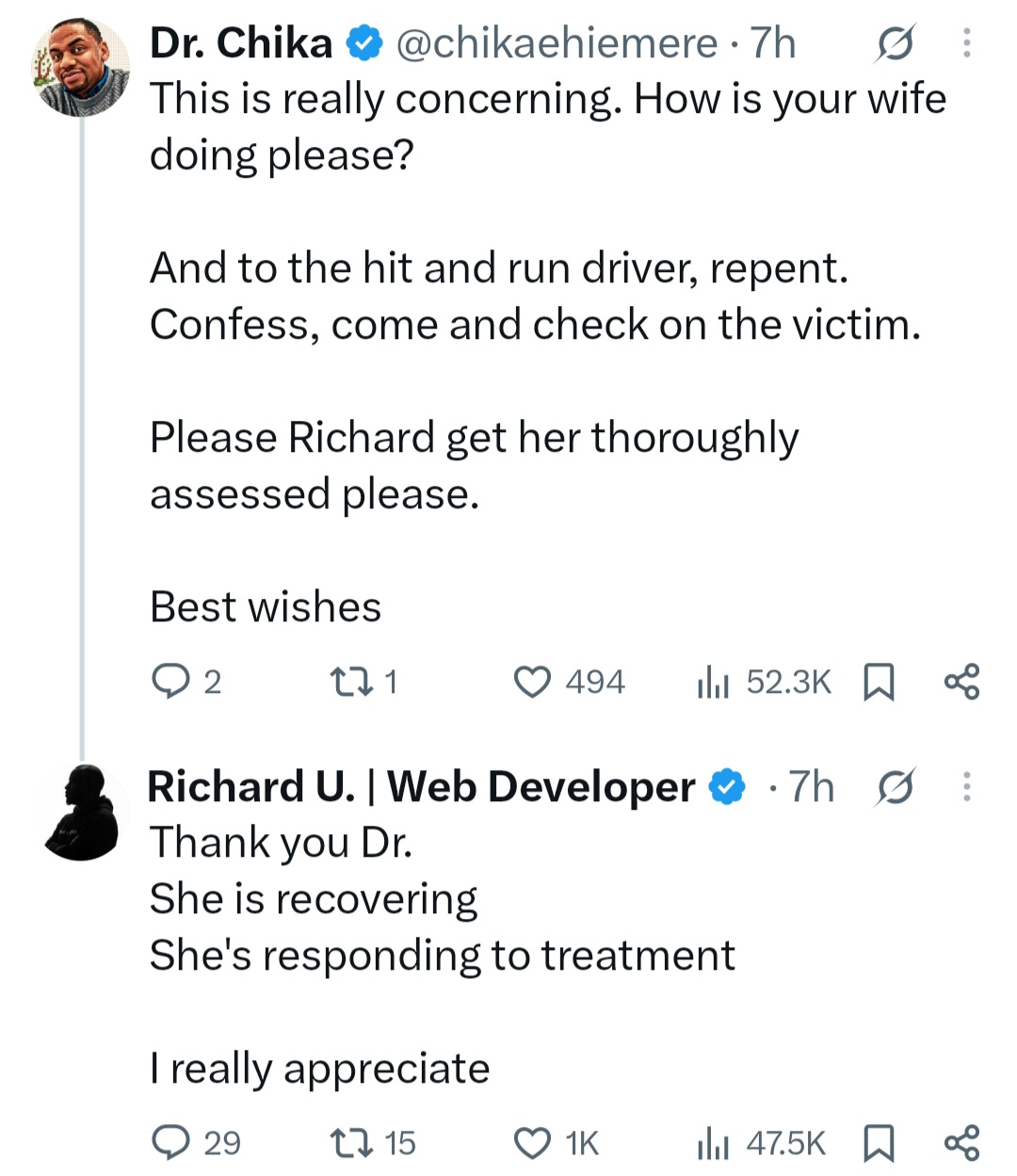 Man addresses hit-and-run driver who hit his wife and left her for de@d on Lagos road
