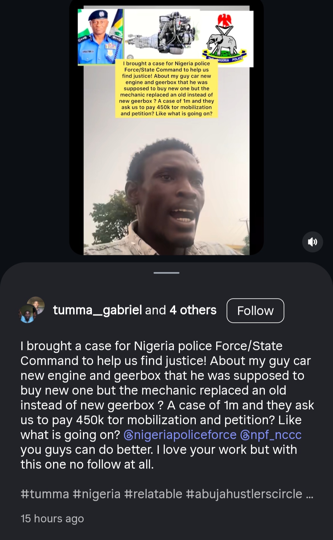 "Case of 1m, they are asking for 450K mobilisation fee" social commentator Timothy Gabriel calls out police