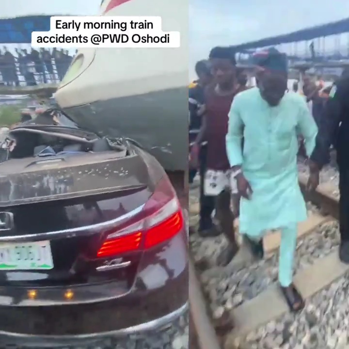 Driver of Honda car that collided with train escaped unhurt in Lagos (video)