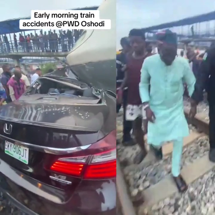 Driver of Honda car that collided with train escaped unhurt in Lagos (video)
