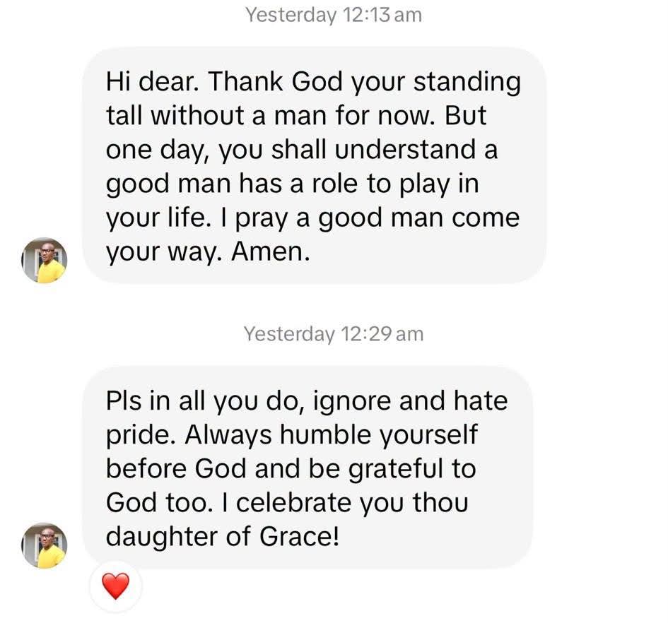 Woman shares chats Nigerian men sent to her sister after she declared her independence