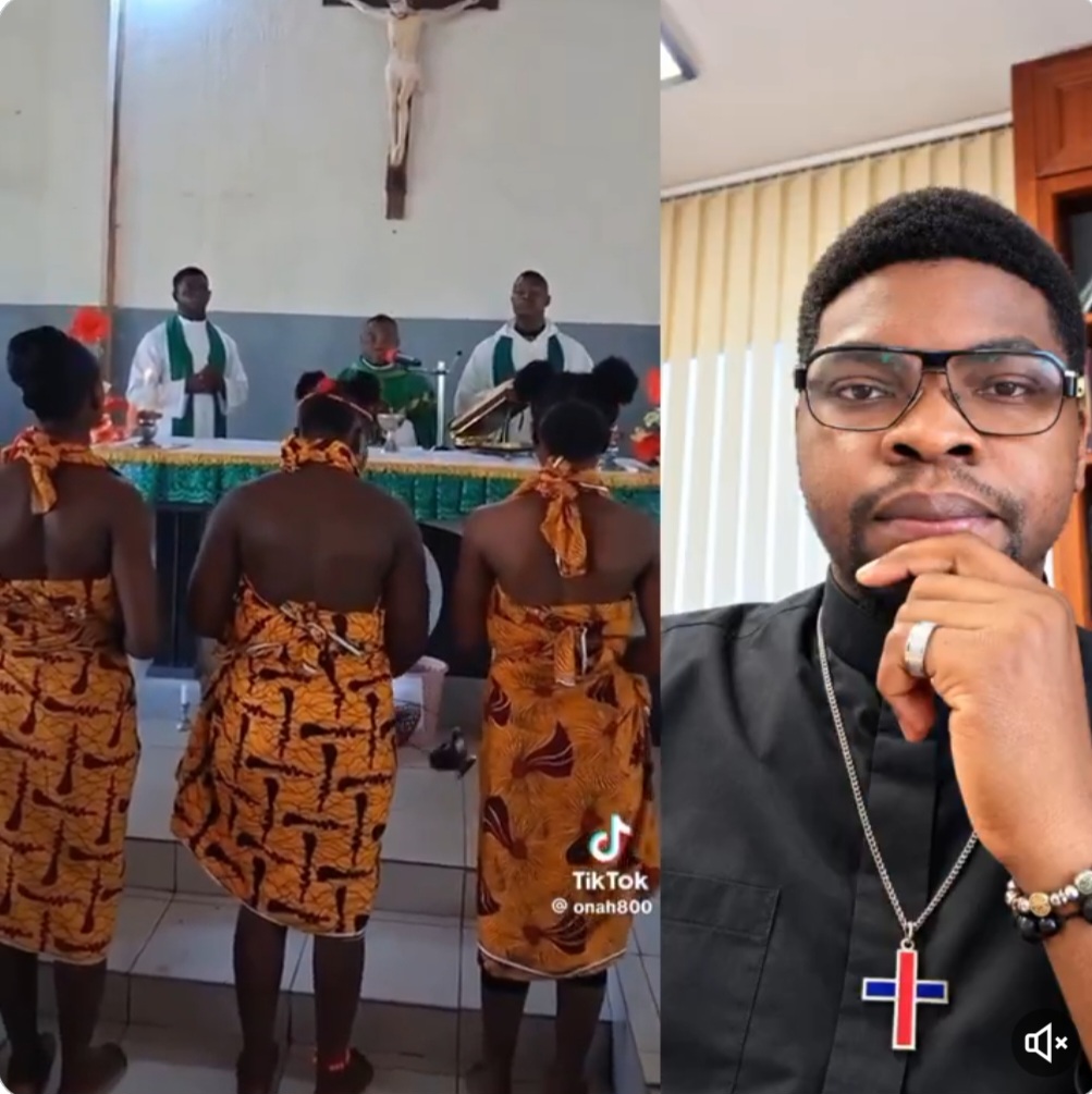 Priest condemns girls serving at the altar while dressed in ancient traditional style