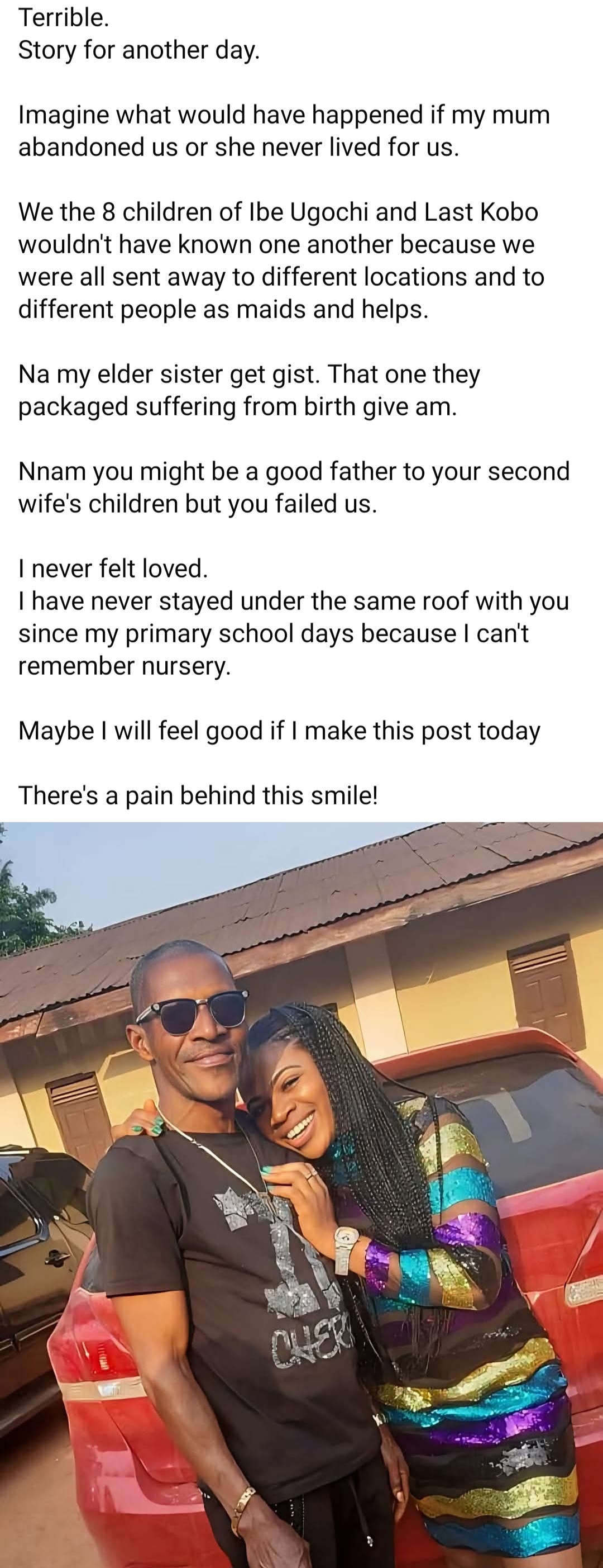 "The first man that failed me was my father" woman writes as she shares how she and her siblings suffered