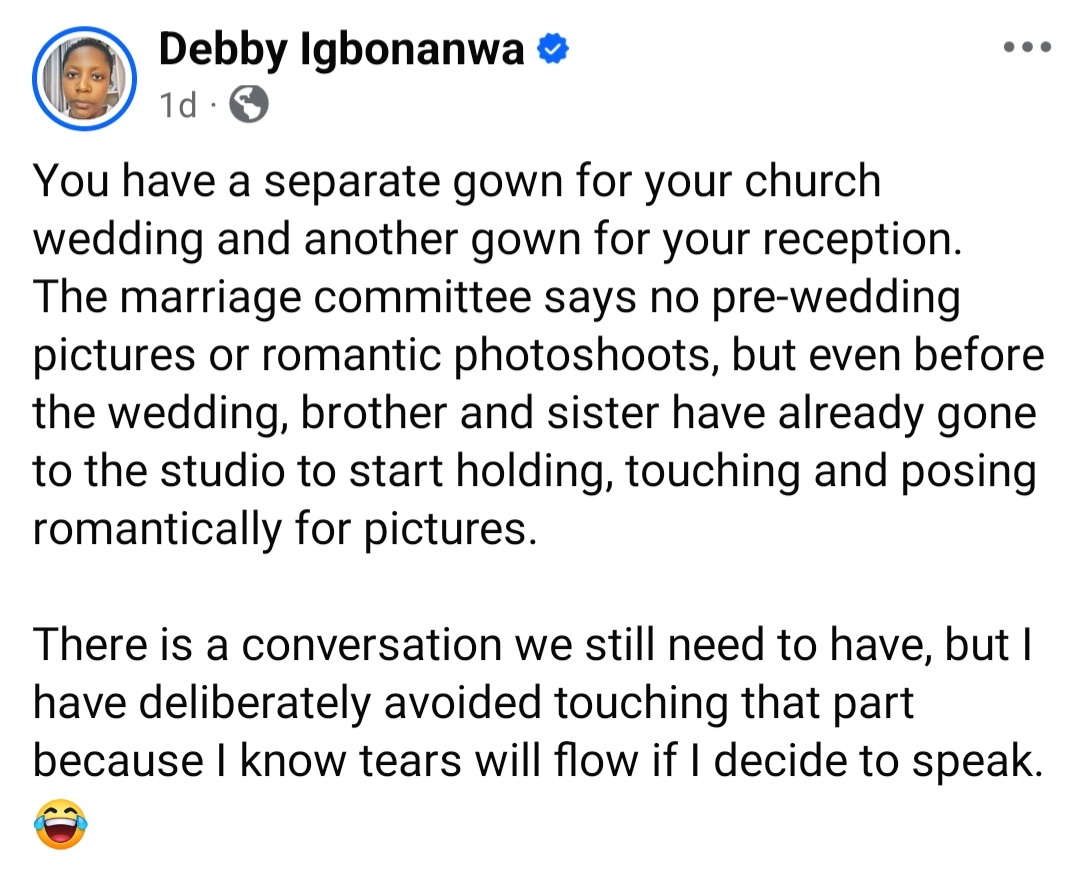 Deeper Life member reveals why some women are single in her church amid debate about modest wedding dresses
