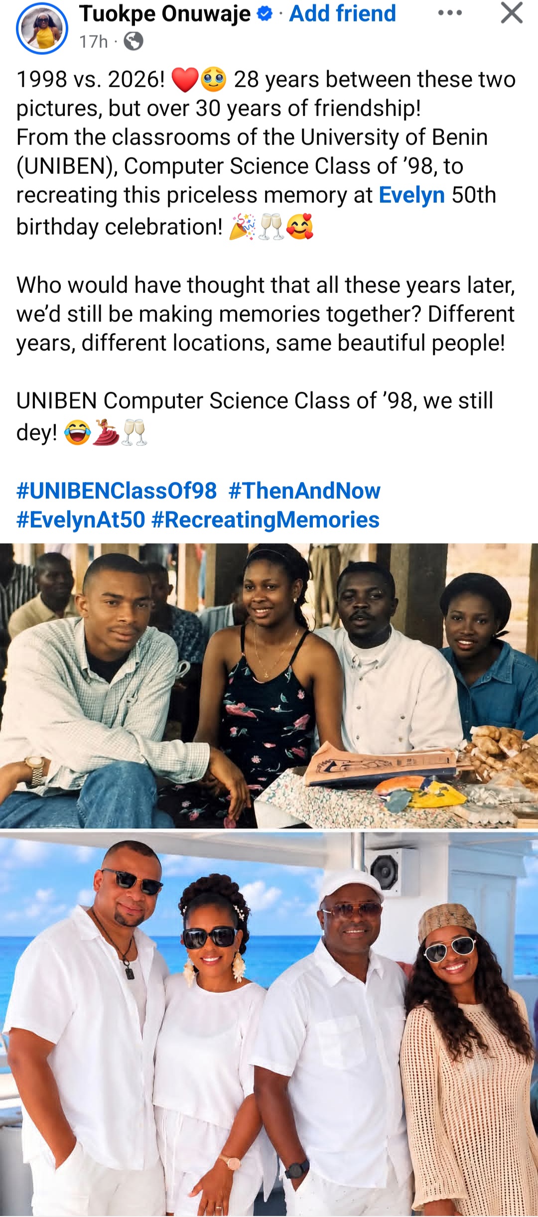 Friends from UNIBEN recreate photo after 28 years