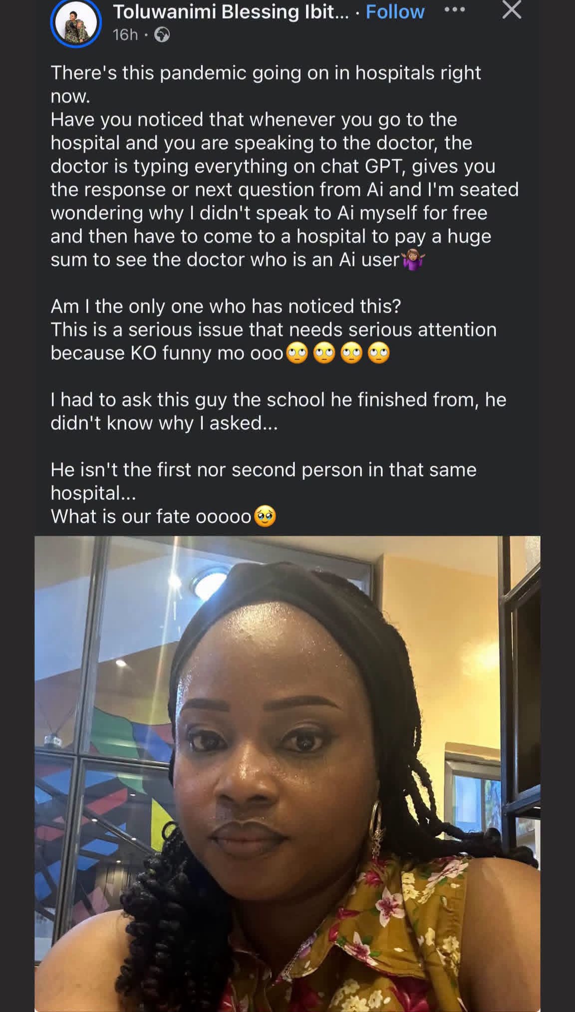 Woman alleges doctors now type patients' complaints on ChatGPT in order to diagnose as she shares experience