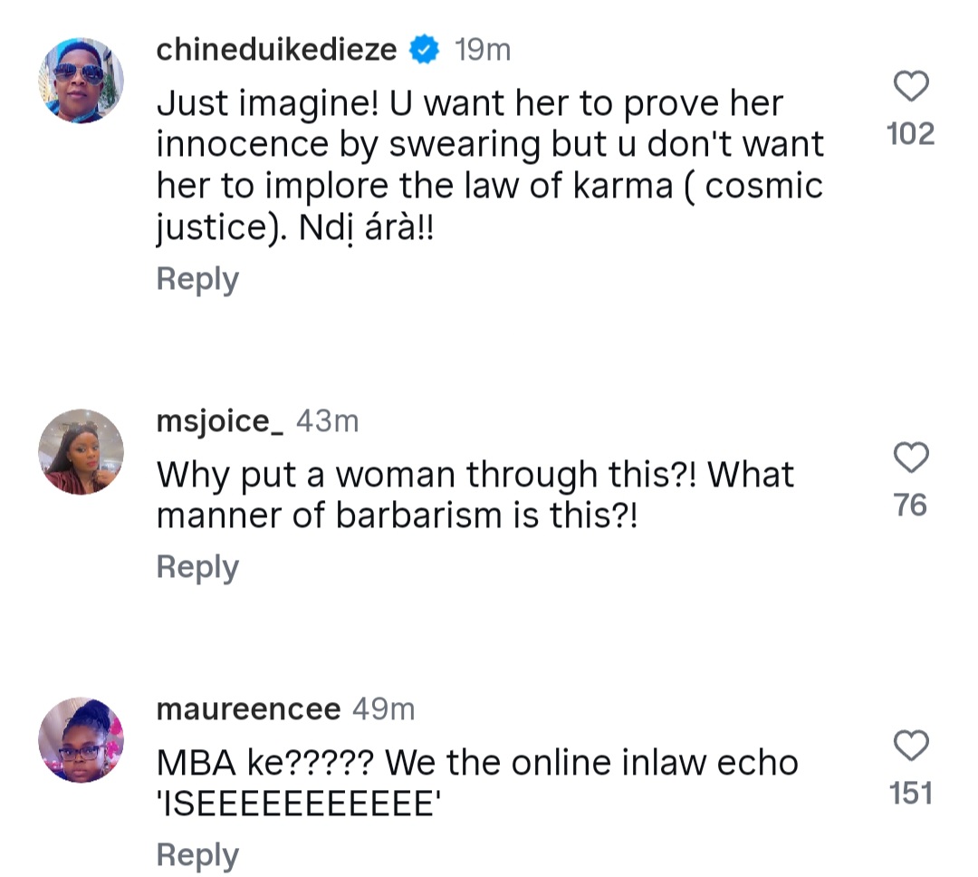 Woman's in-laws go into panic and try to shut her up after they made her swear oath and she declared that the curse should go back to them if she's innocent