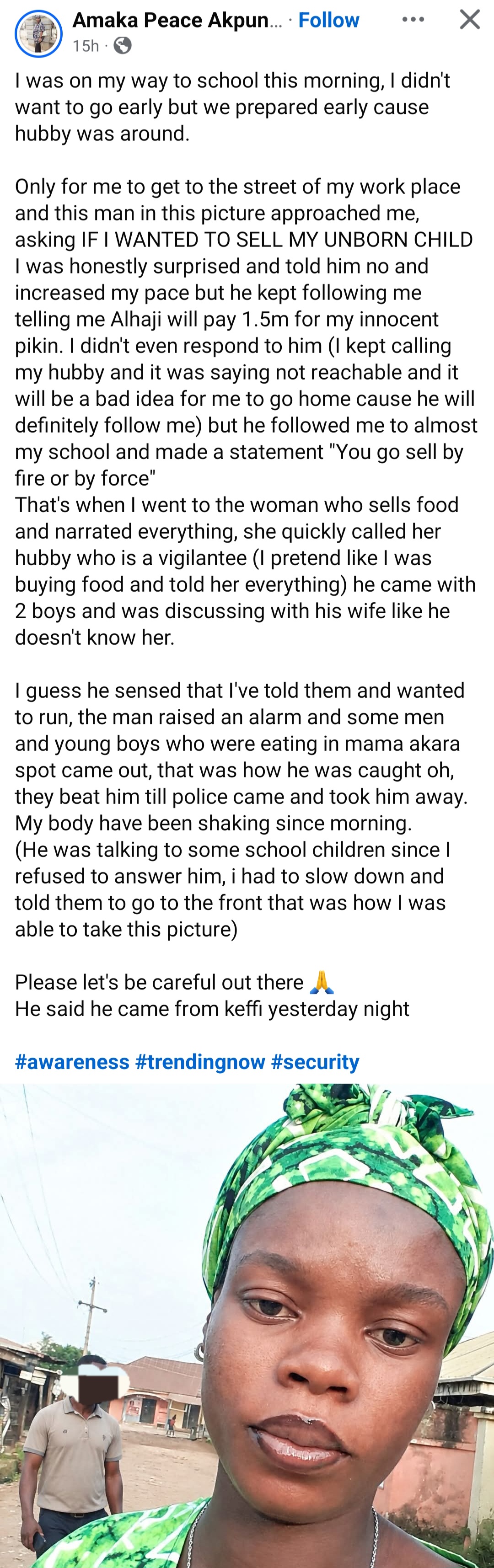 'Please be careful' pregnant mother warns as she shares shocking proposition a man made after approaching her
