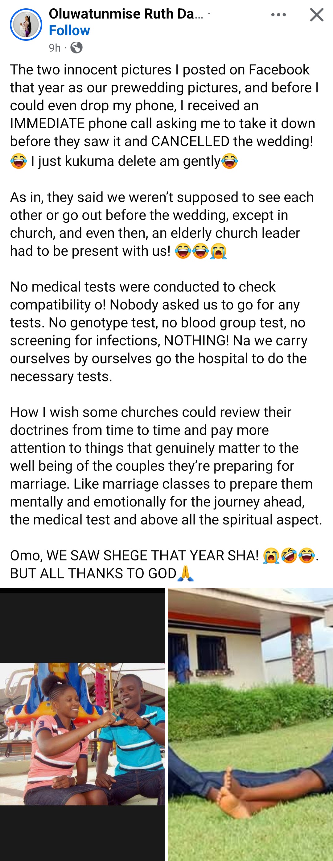 Woman shares how taking pre-wedding photos nearly caused her church to cancel her wedding