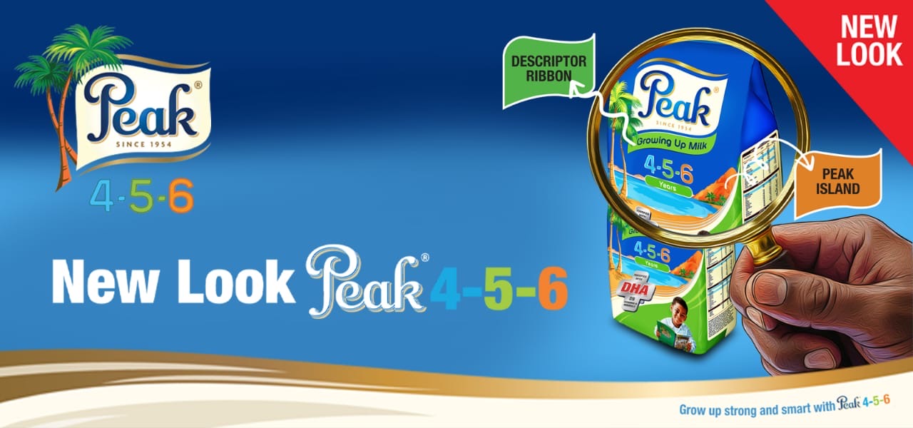 Peak 456 Growing Up Milk Unveils Bold New Pack Design, Reaffirming Its DHA Advantage for Nigerian Children.