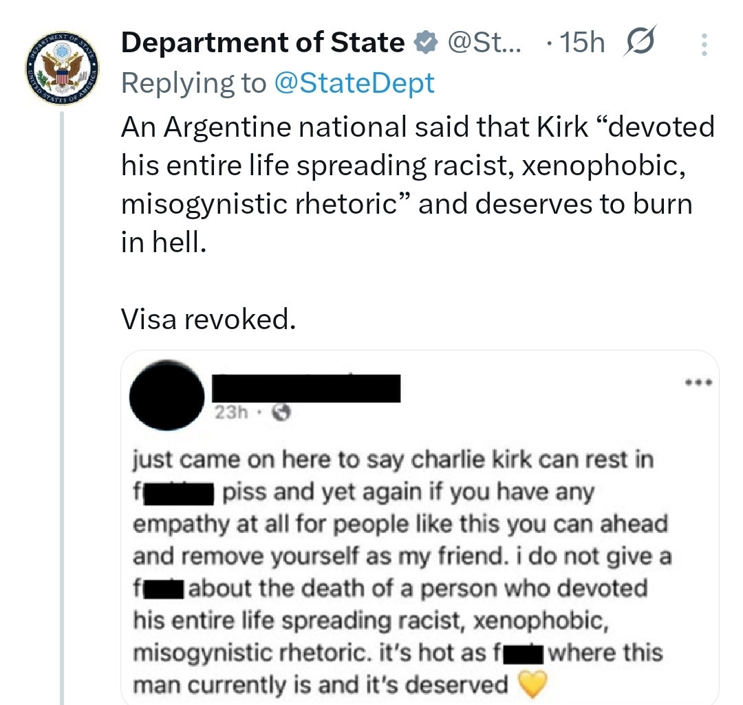 US revokes visas of six foreigners who mocked Charlie Kirk?s death online