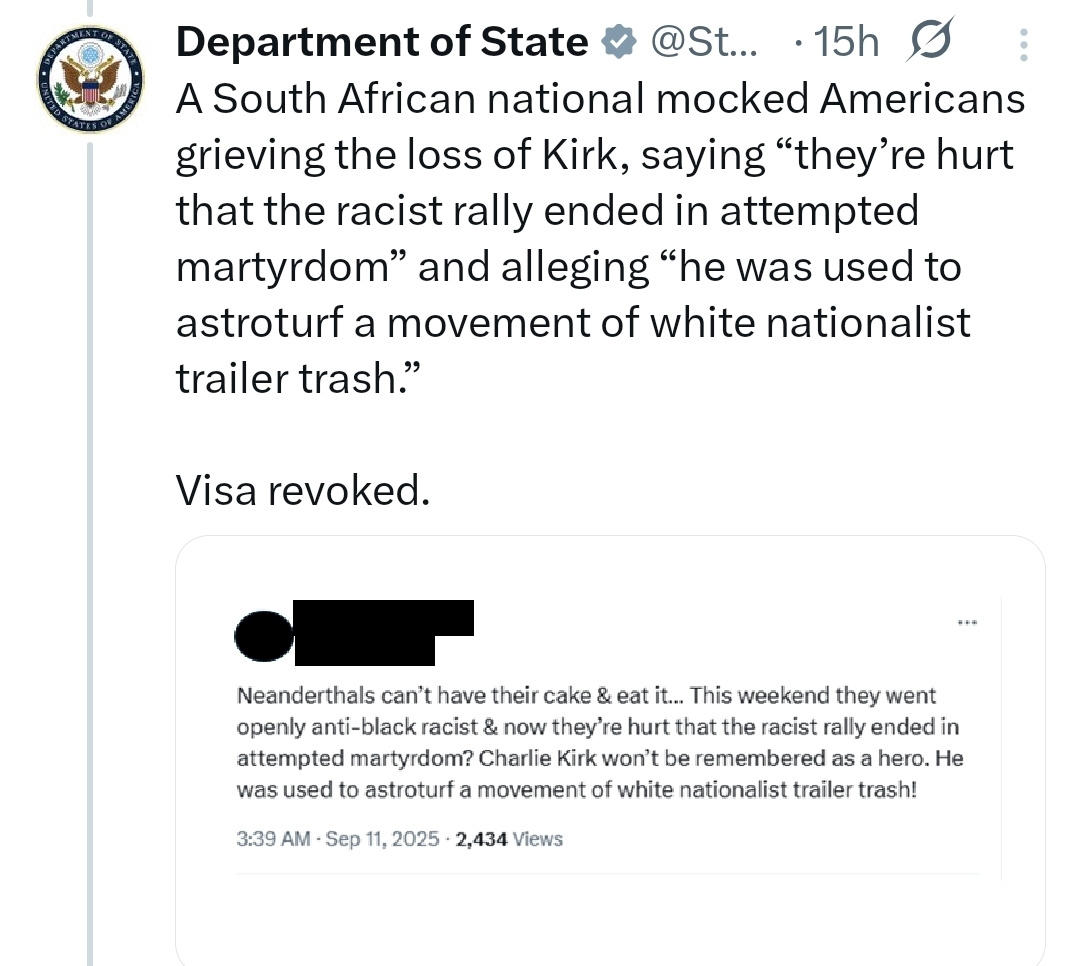 US revokes visas of six foreigners who mocked Charlie Kirk?s death online