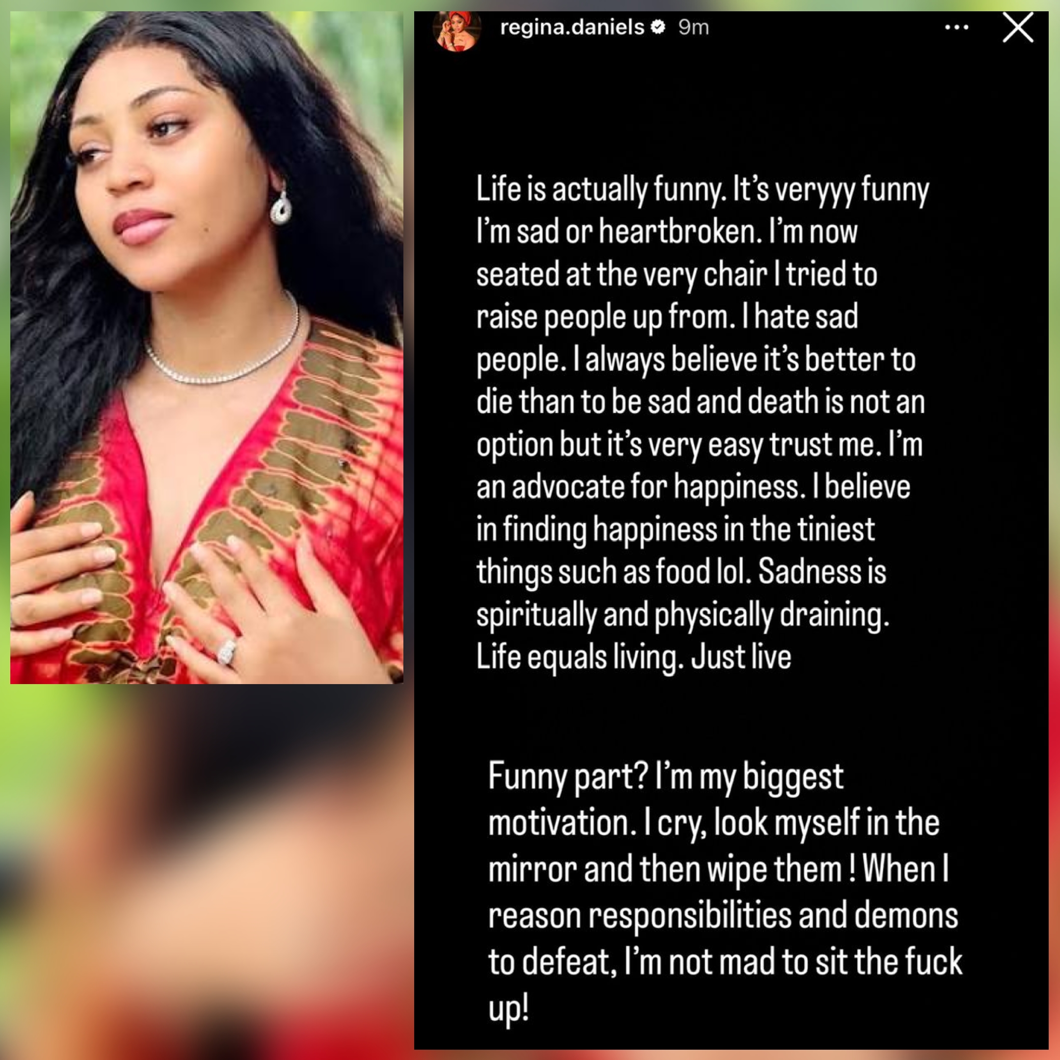 Regina Daniels goes emotional again as she reflects on sadness and responsibility amid ongoing marriage drama