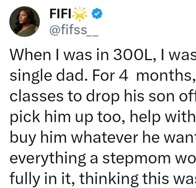 Woman shares her experience dating a single father while she was a university student