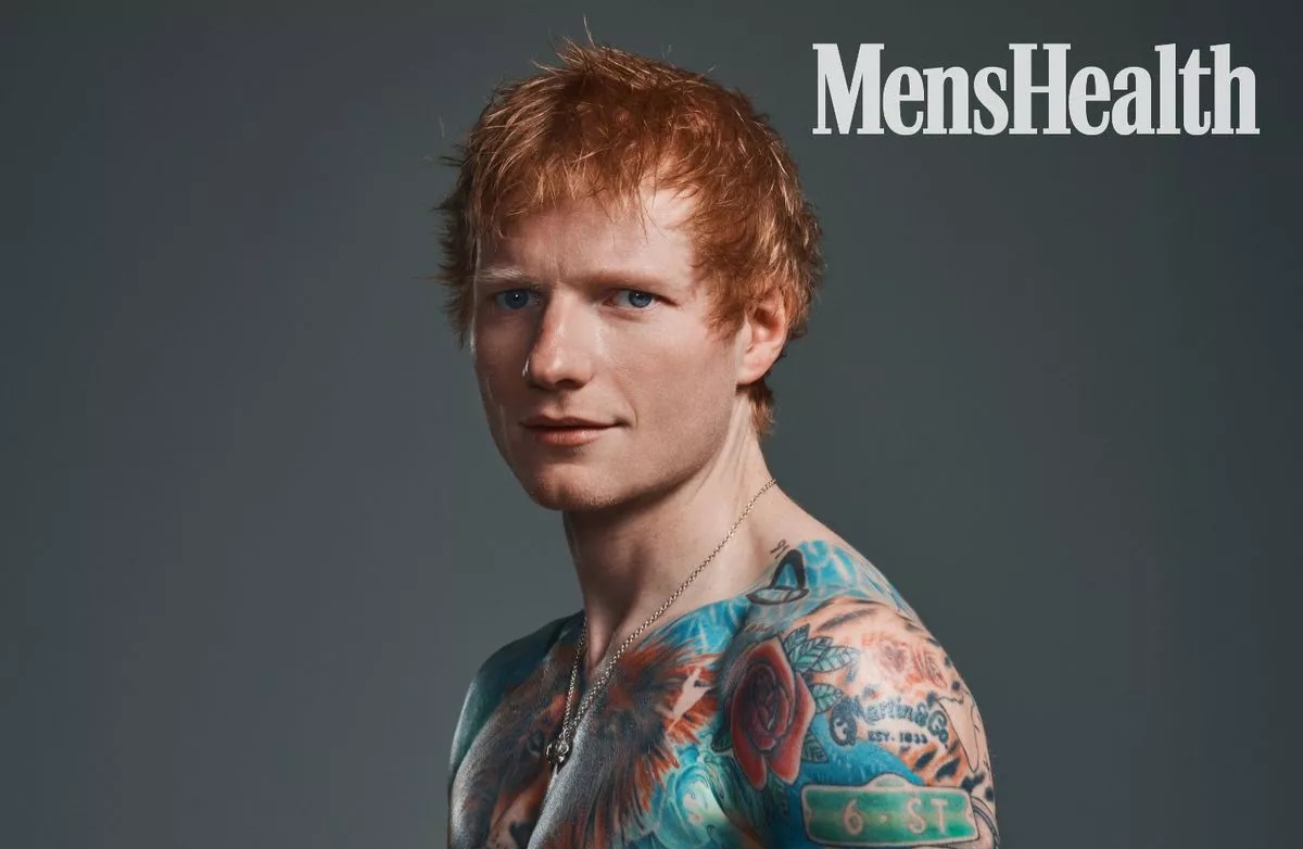 Singer, Ed Sheeran reveals ripped physique and huge tattoos as he poses shirtless