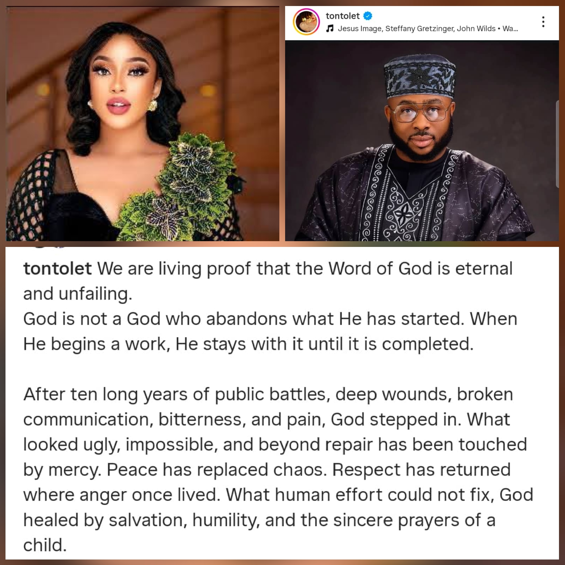 Actress Tonto Dikeh speaks on reconciliation with her child