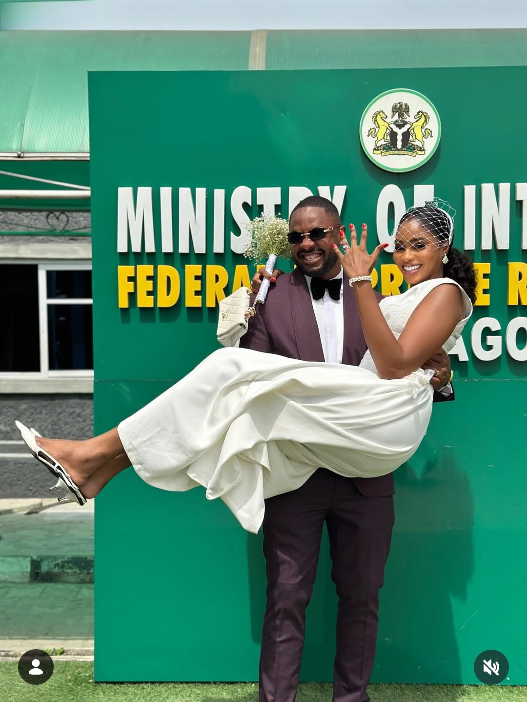 Former BBNaija star Cross Okonkwo and wife Chinonso wed in court (photos/video)