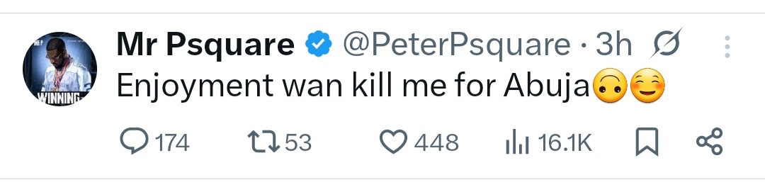 Singer, Peter Okoye responds after being asked why he isn