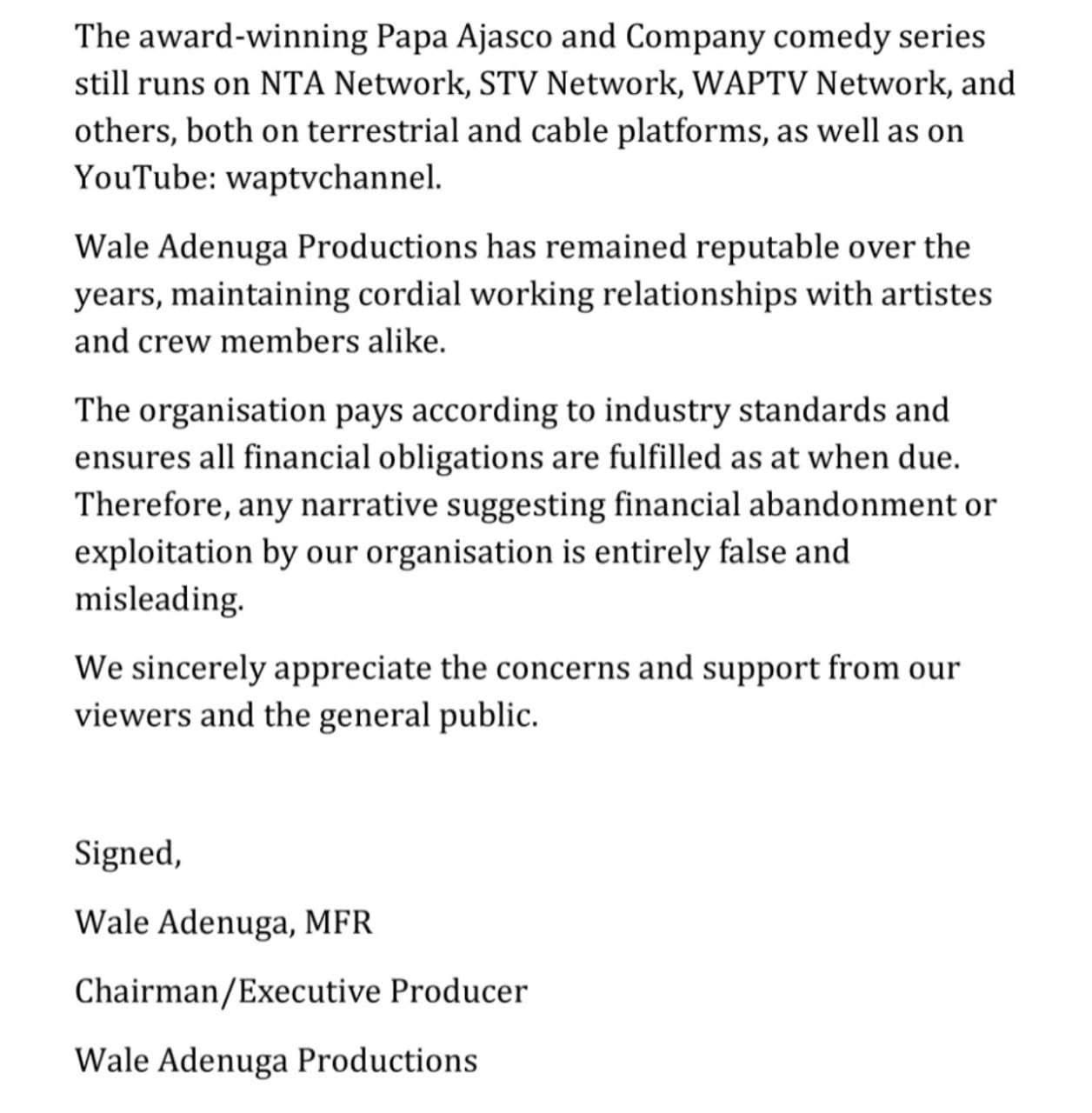 Papa Ajascoâs claims of being broke is misleading â Wale Adenuga responds