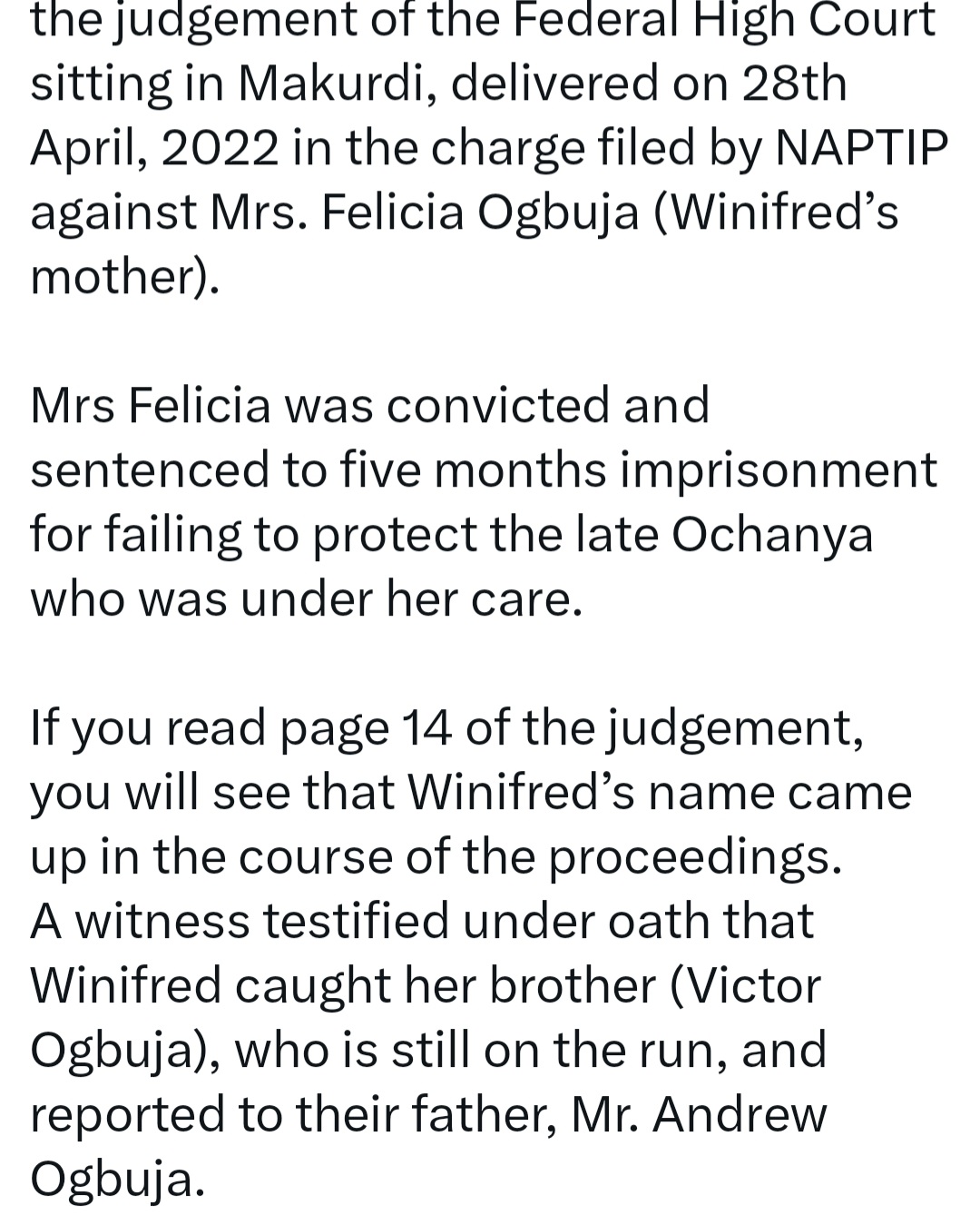 Winifred Ogbuja finally reacts after lawyer claimed she