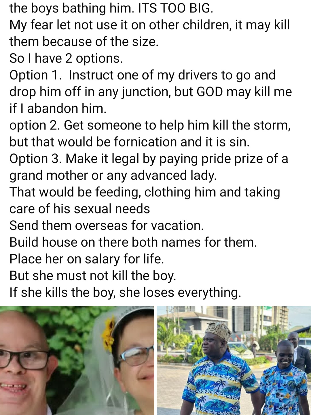 Outrage as OPM pastor Chibuzor Gift Chinyere seeks paid non-autistic wife for adopted autistic son who can