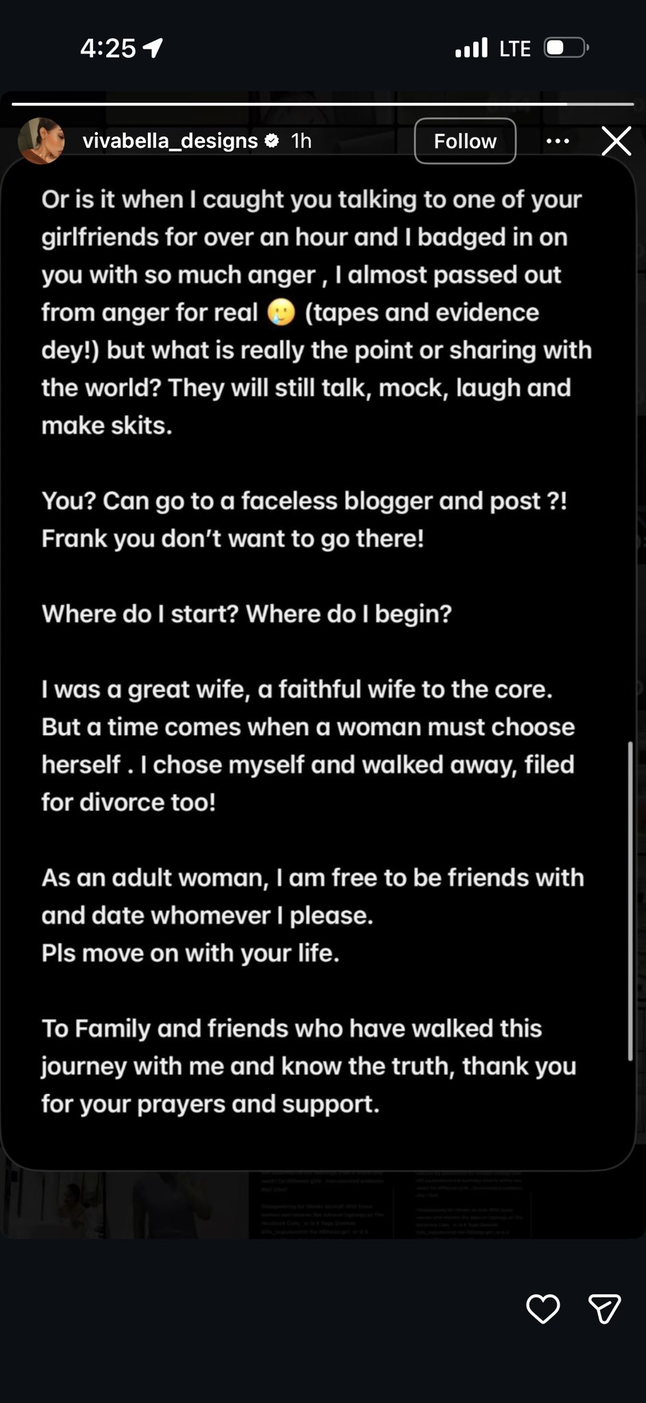 BBNaija star Tega Dominic seemingly responds after Frank Edoho