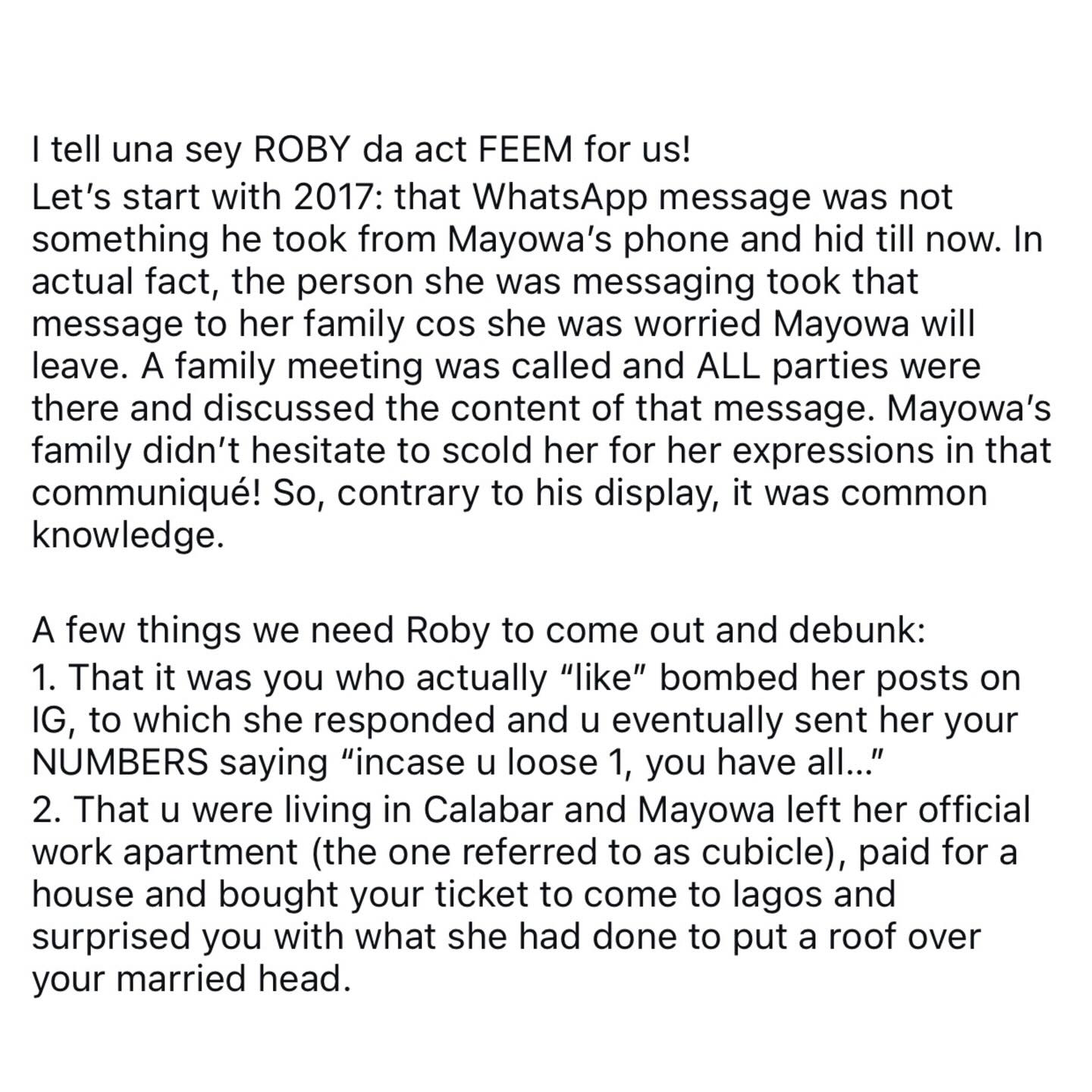 Friend of Mayowa Lambe, ex-wife of OAP Roby Ekpo, speaks in her defence