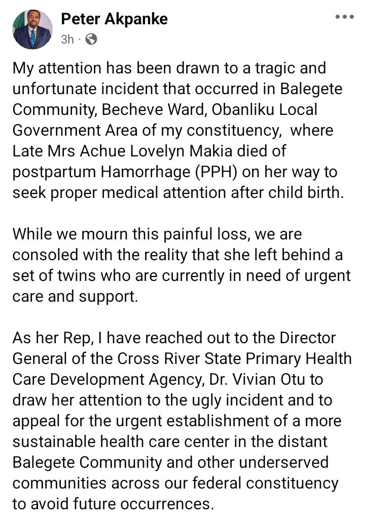 Woman bleeds to d3ath after giving birth to twins at home due to lack of medical facility in Cross River community
