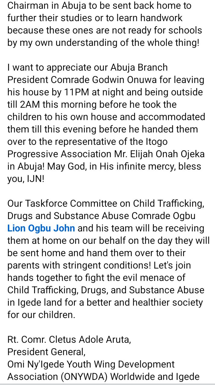 Two Benue teenagers rescued after using their school fees to travel to Abuja