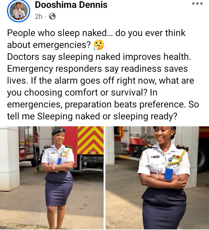 Do you ever think about emergencies? Nigerian firefighter addresses people who sleep n@ked