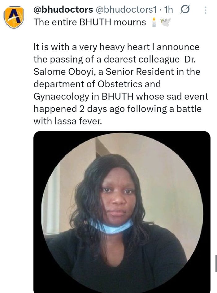 Lassa fever k!lls medical doctor in Plateau