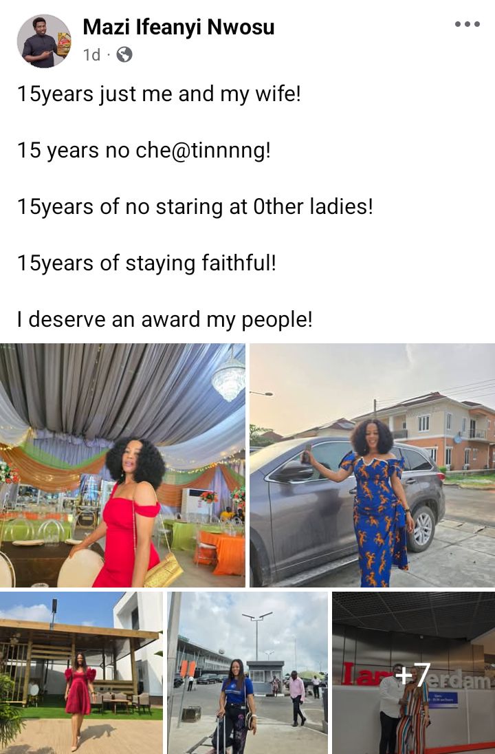 15 years of staying faithful, no cheating, no staring at other ladies - Nigerian man hails self as he celebrates his wedding anniversary