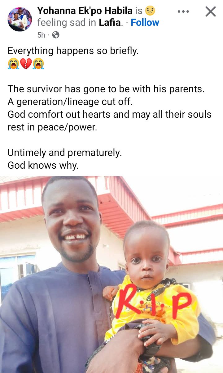 Family mourns as child d!es 5 months after surviving auto crash that k!lled his parents in Nasarawa