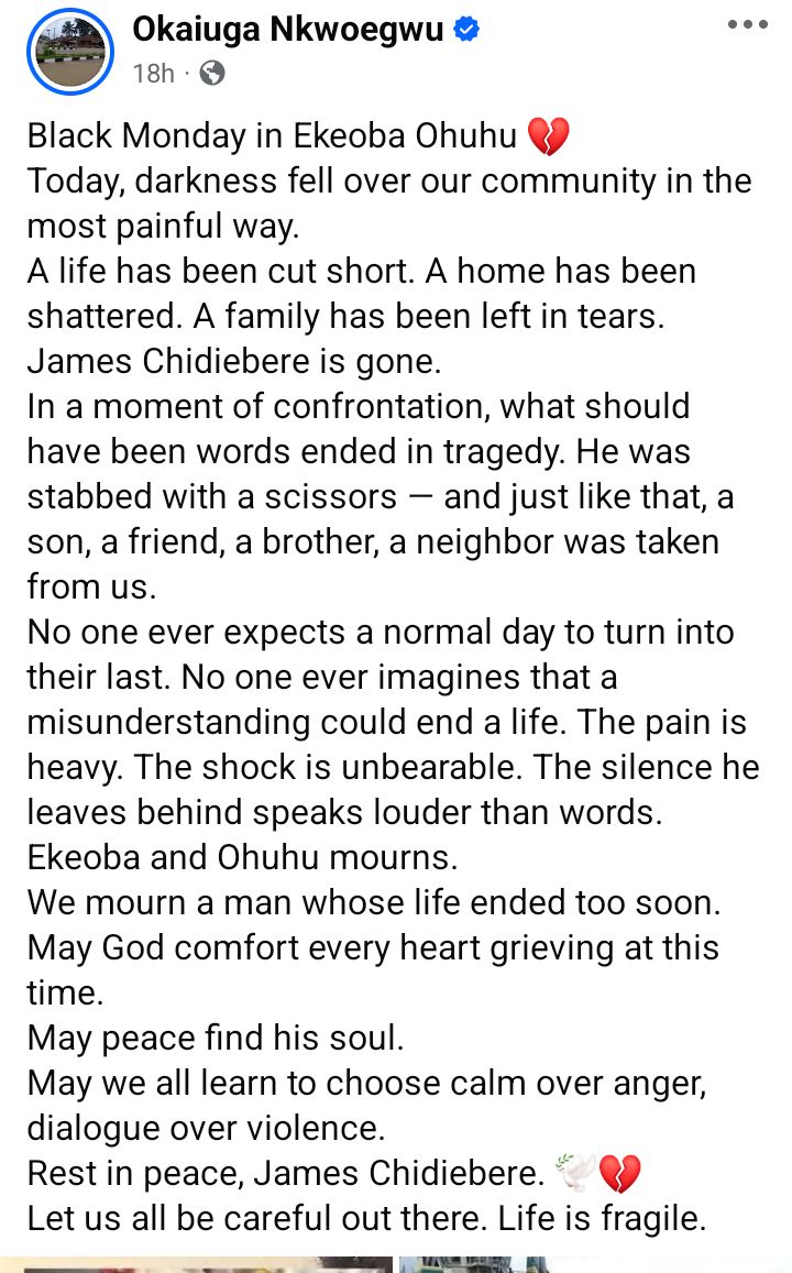 Immigration officer allegedly st@bbed to d3ath by his wife in Abia