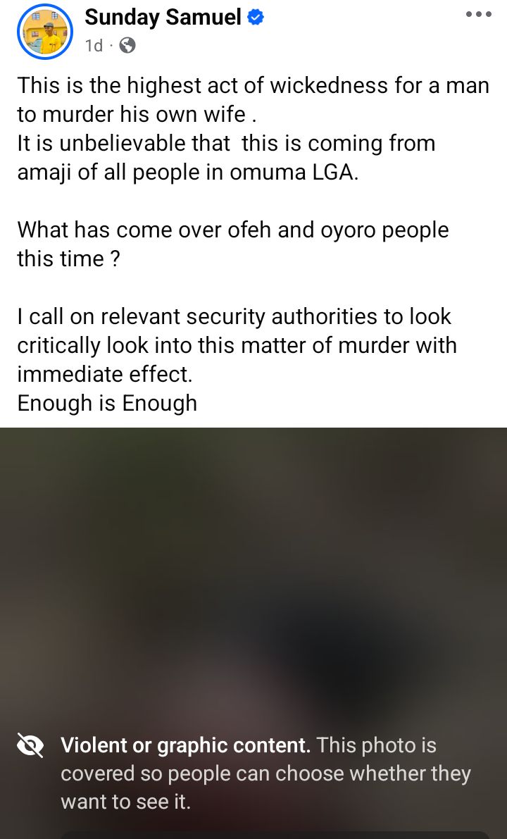 Man arrested for k!lling his wife in Rivers community